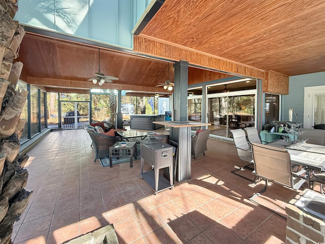 view of patio with an outdoor hangout area and ceiling fan