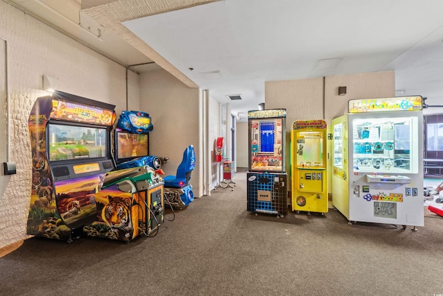 game room with carpet floors