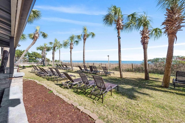 view of yard featuring a water view