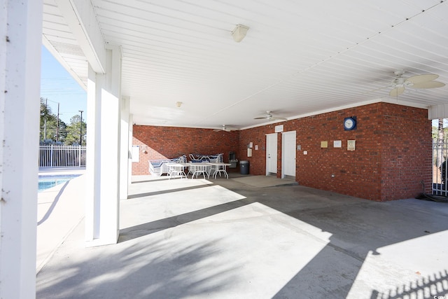 view of patio / terrace featuring ceiling fan