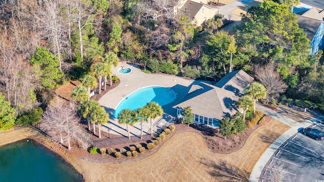 bird's eye view featuring a water view