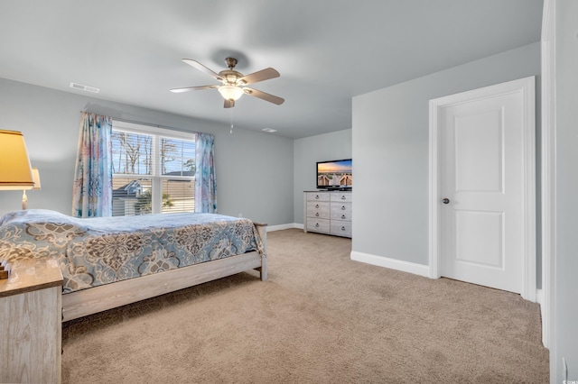 bedroom with carpet and ceiling fan