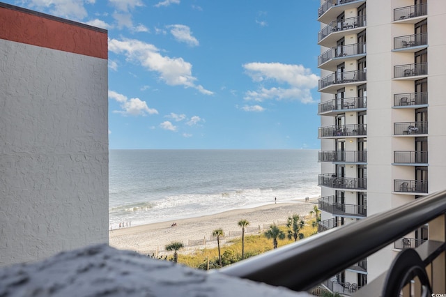 property view of water with a beach view