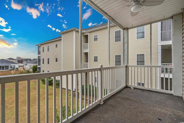 balcony with ceiling fan