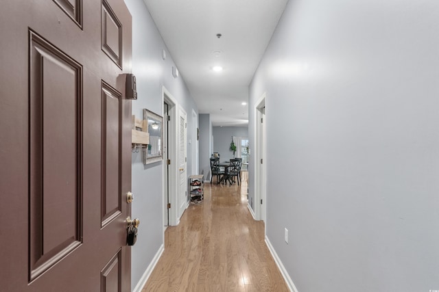 hall featuring light wood-type flooring