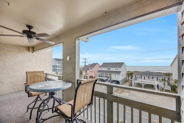 balcony with ceiling fan