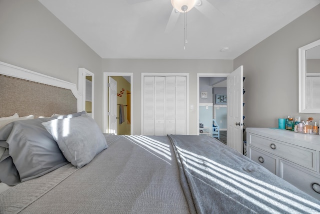 bedroom with a closet and ceiling fan