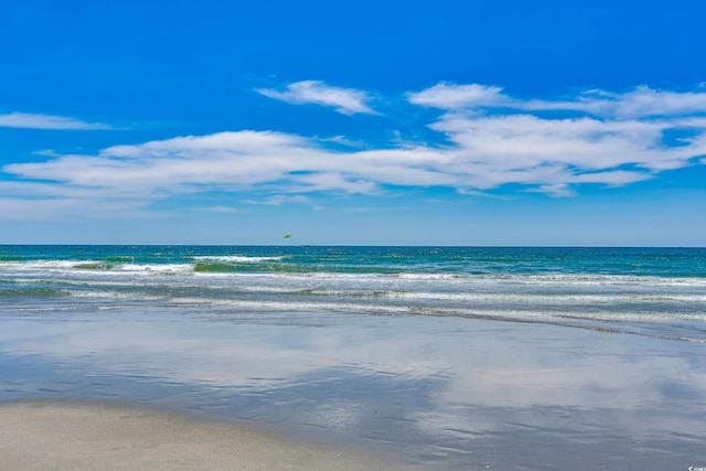 view of water feature with a beach view