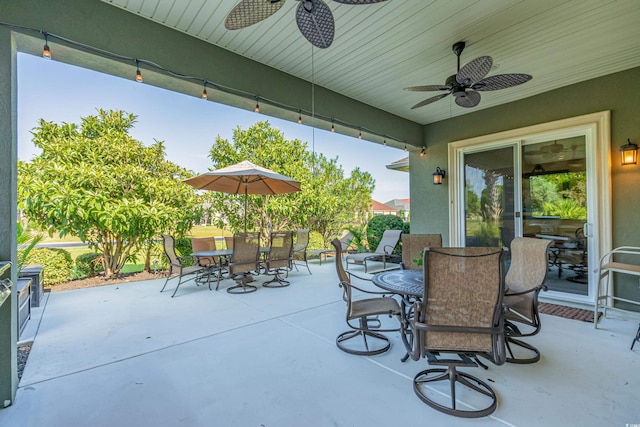 view of patio / terrace featuring ceiling fan