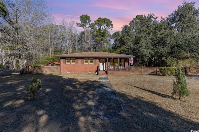 view of front facade featuring covered porch