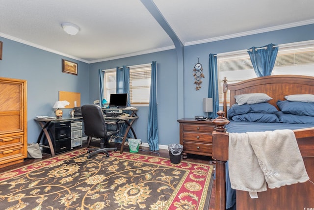 bedroom with ornamental molding