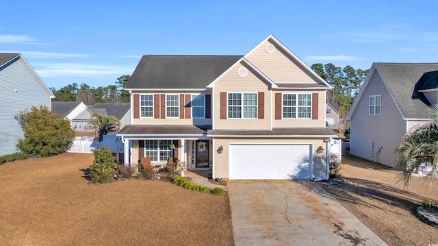 view of front of house with a garage