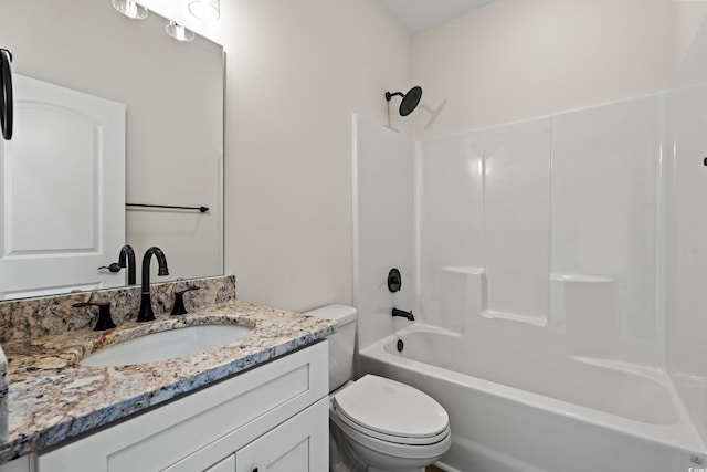 full bathroom with vanity, toilet, and shower / bathtub combination