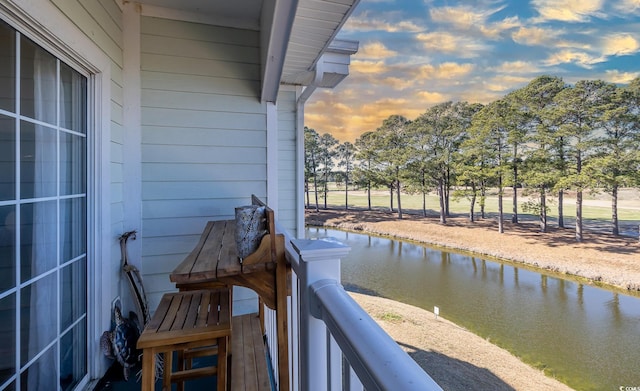 balcony with a water view