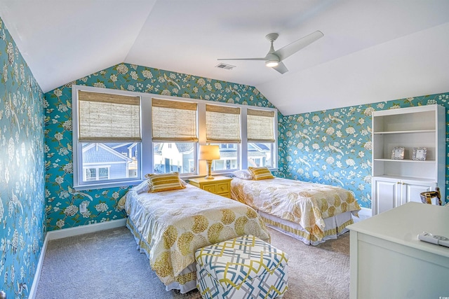 bedroom featuring carpet and ceiling fan