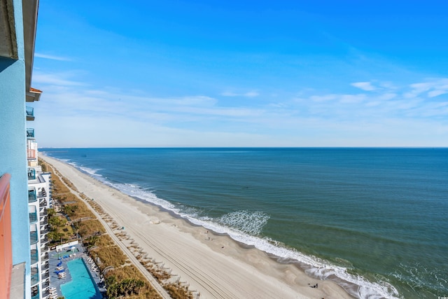 property view of water featuring a view of the beach