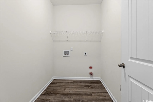 laundry area featuring washer hookup, dark hardwood / wood-style floors, and hookup for an electric dryer