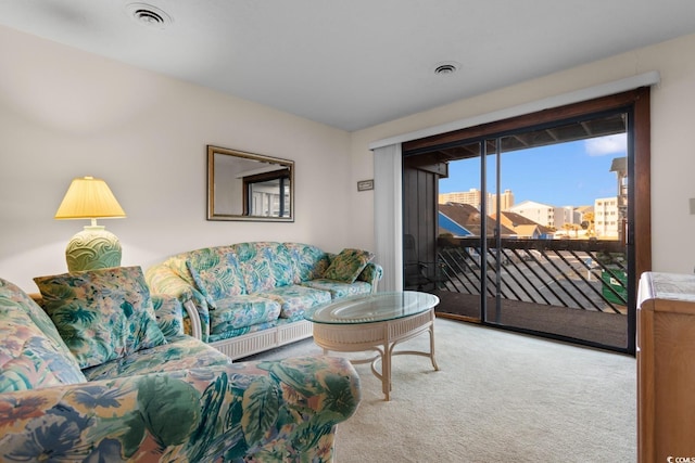 living room featuring carpet flooring