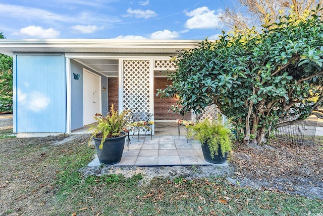 exterior space with an outbuilding