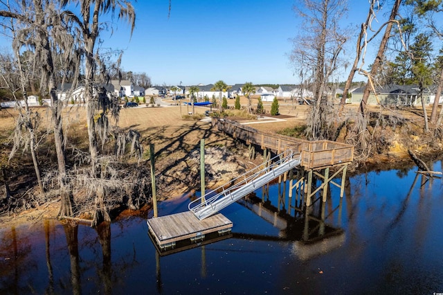 view of dock featuring a water view