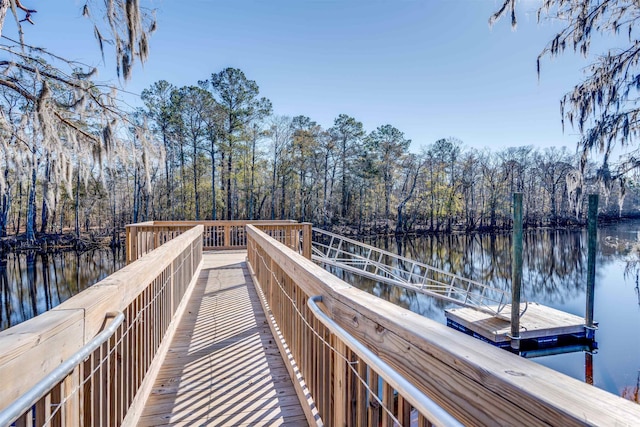 view of dock featuring a water view