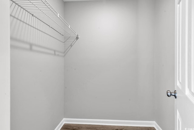 walk in closet with hardwood / wood-style flooring