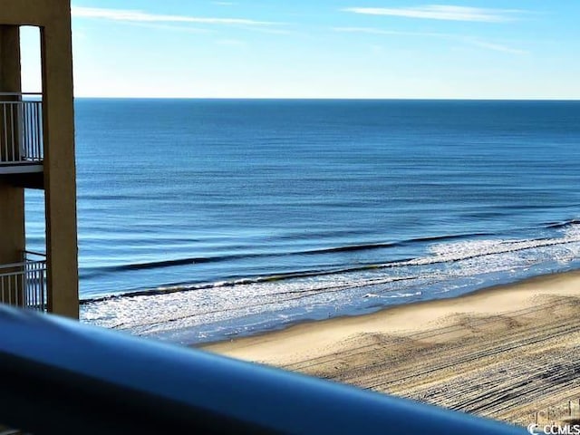 view of water feature featuring a view of the beach