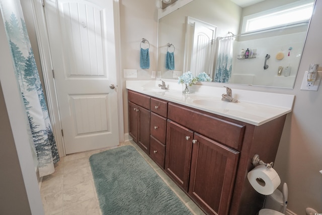 141 Baylee Cir, Galivants Ferry, SC 29544 - bathroom featuring double vanity and a shower with shower curtain