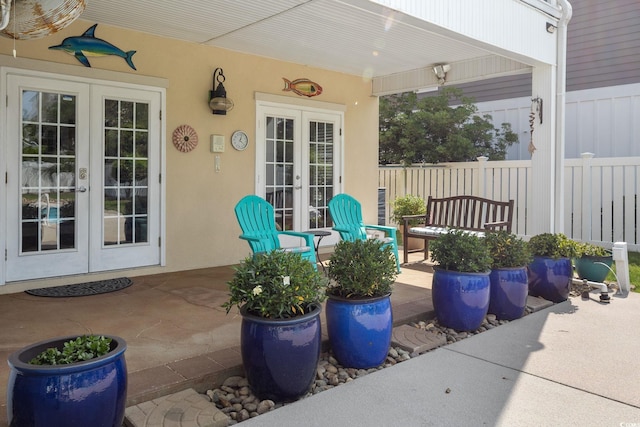 view of patio / terrace featuring french doors