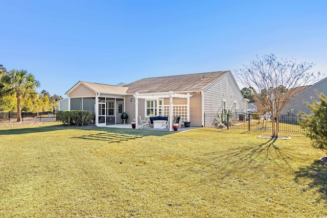 3716 Mackevans Ct, Myrtle Beach, SC 29579 - back of property with a pergola, a sunroom, and a patio area