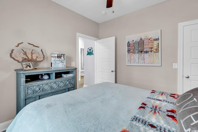 bedroom featuring ceiling fan