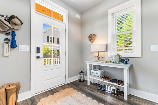 doorway to outside featuring dark hardwood / wood-style floors