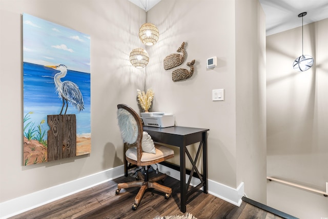 office space featuring dark hardwood / wood-style floors