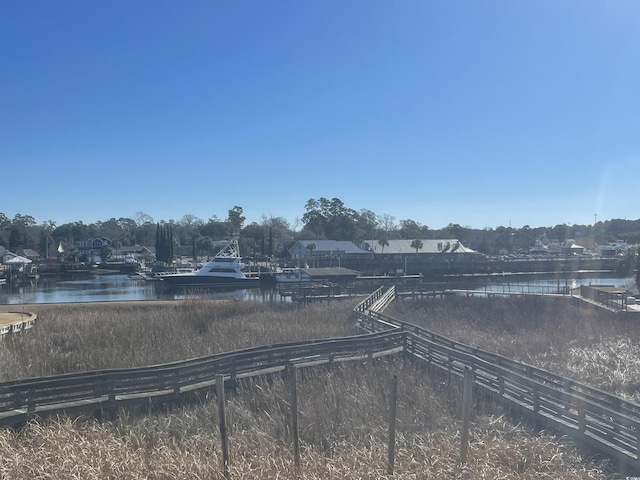 property view of water with fence