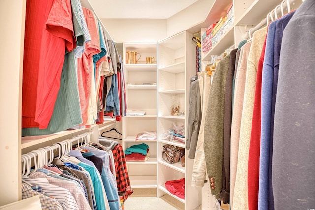 walk in closet with carpet flooring