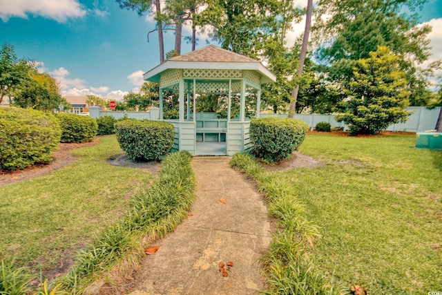 view of yard with a gazebo