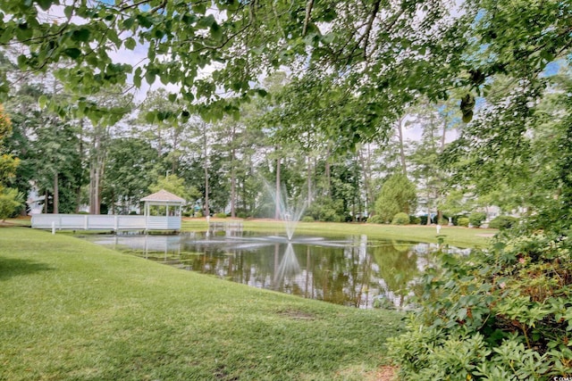 view of water feature featuring a gazebo