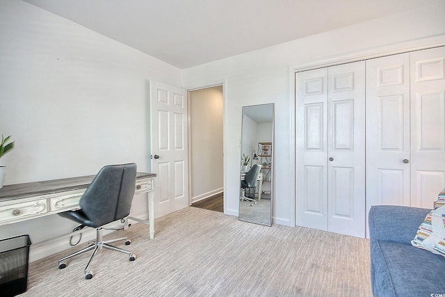 office area featuring carpet flooring