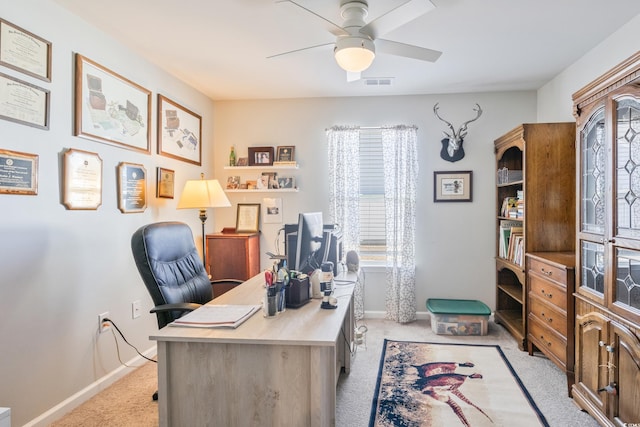 124 Golden Bear Cir, Longs, SC 29568 - home office featuring ceiling fan, a healthy amount of sunlight, and light colored carpet