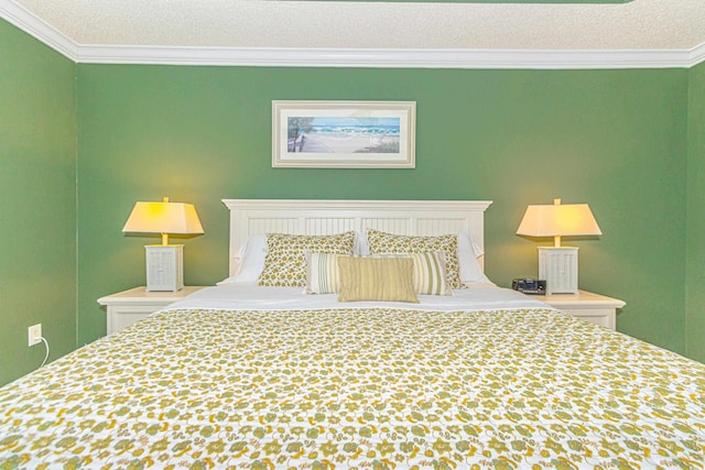 unfurnished bedroom featuring crown molding and a textured ceiling