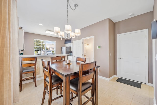 dining room with light tile patterned flooring