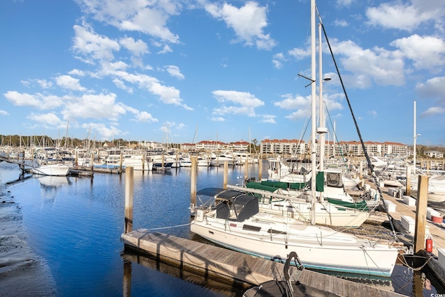 view of dock featuring a water view