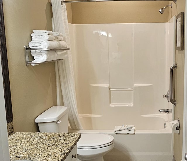 241 Presidential Dr, Surfside Beach, SC 29575 - bathroom featuring toilet, vanity, and shower / bathtub combination with curtain