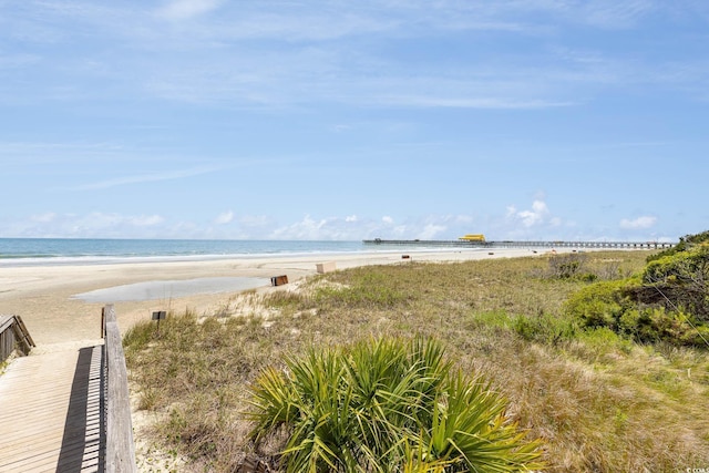 property view of water featuring a view of the beach