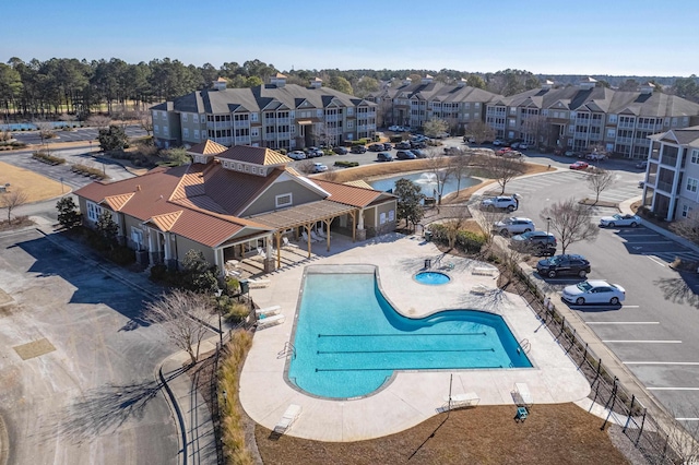 view of swimming pool featuring a patio