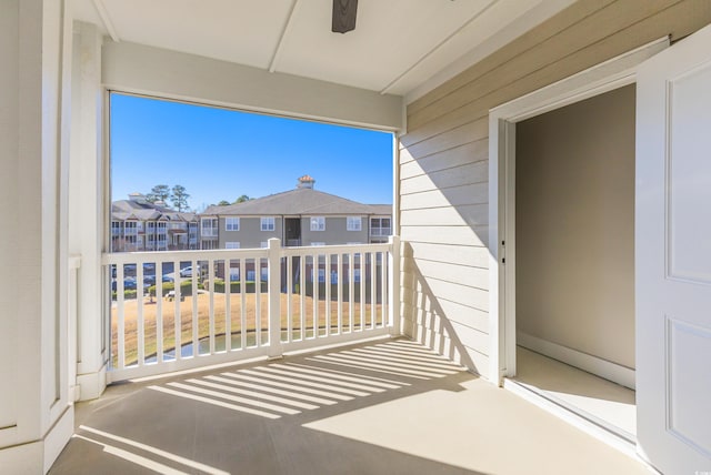 balcony with ceiling fan