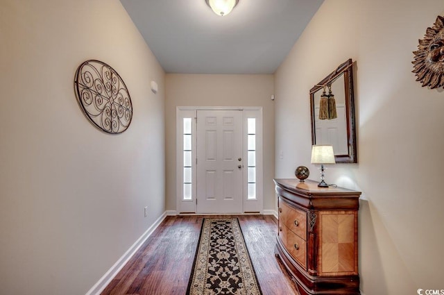 foyer featuring dark wood-type flooring