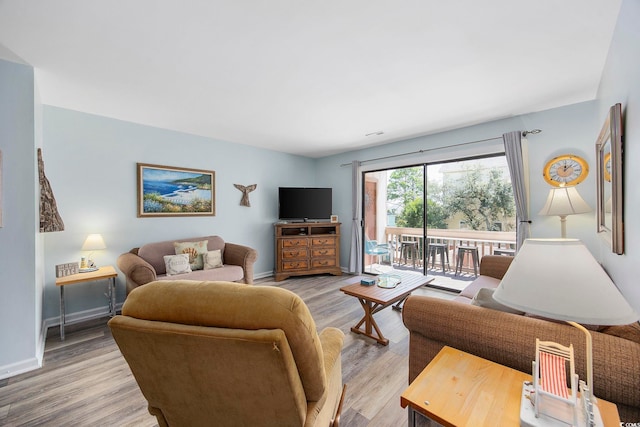 living room featuring light hardwood / wood-style flooring