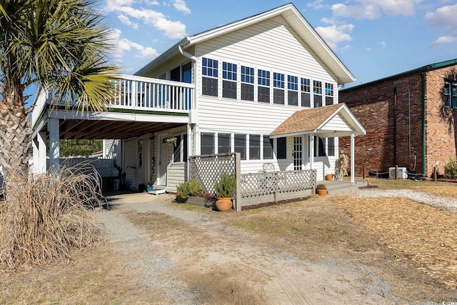 view of front of house with central AC unit