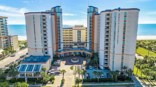 view of building exterior featuring a water view